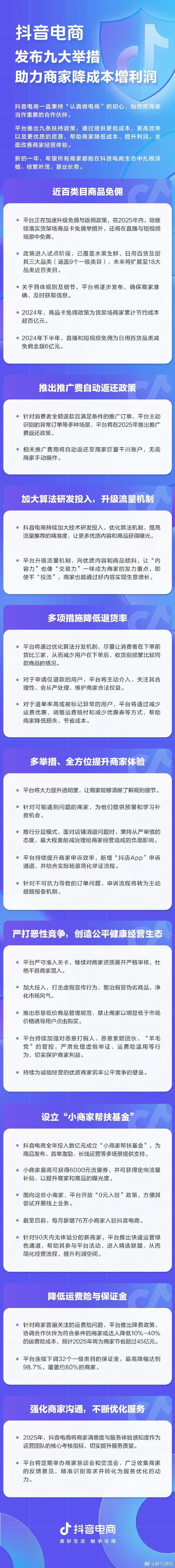 抖音电商商家扶持计划_抖音低价业务推广_免佣金政策升级